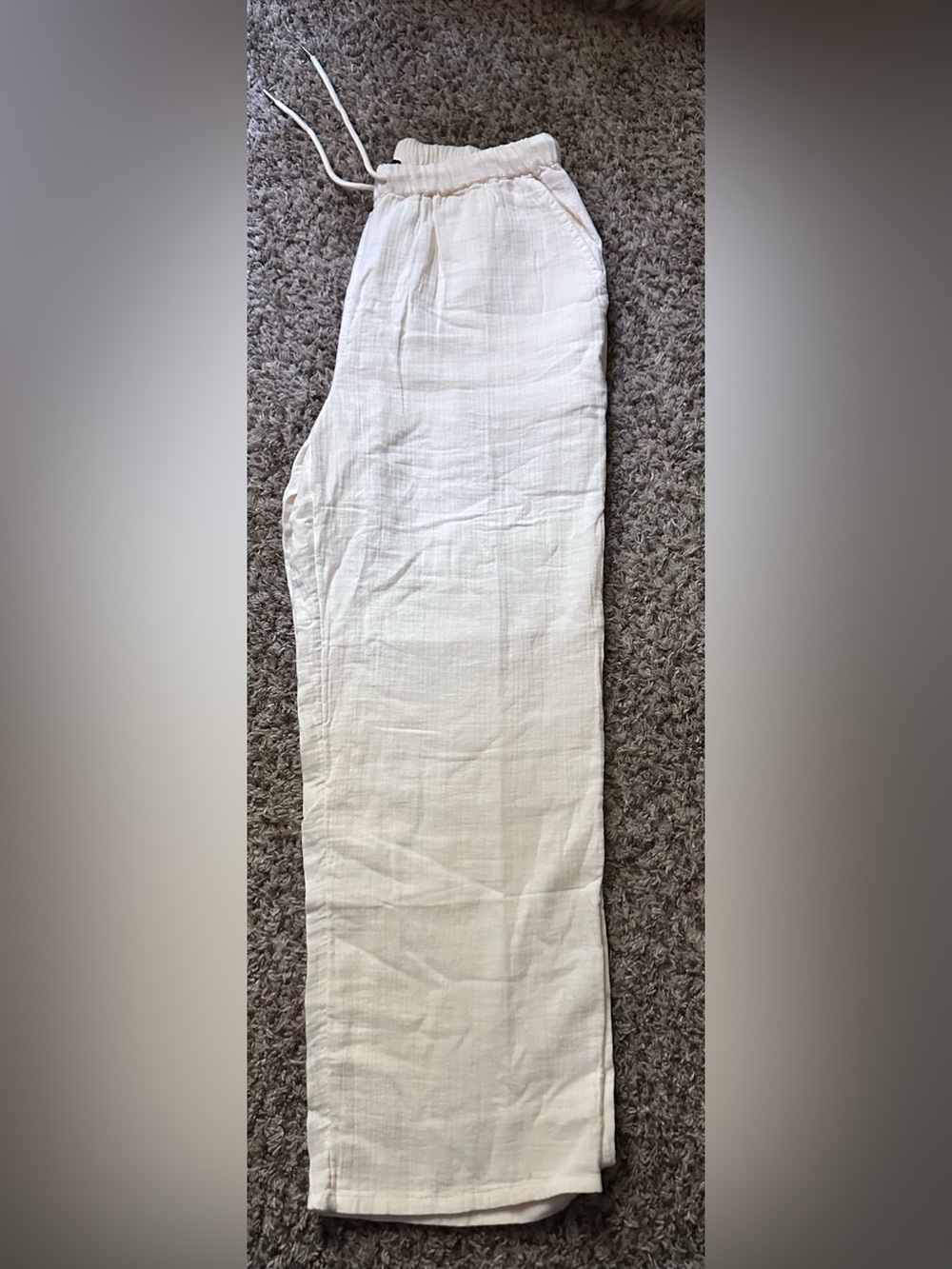 Quince Women's Cream Drawstring Linen-Blend Trousers